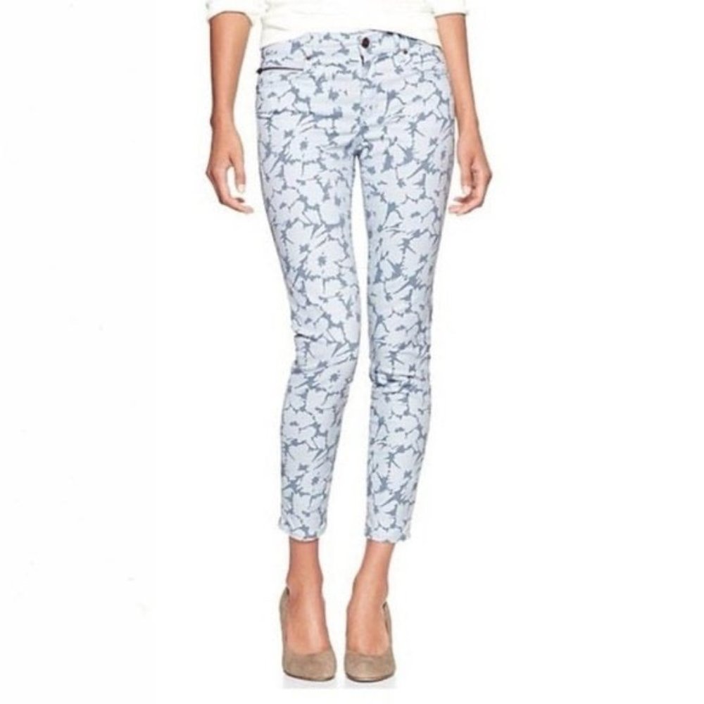 Gap Floral Ankle Back Leg Zip Skinny Legging Jean